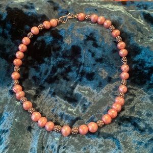 Pink pearl choker